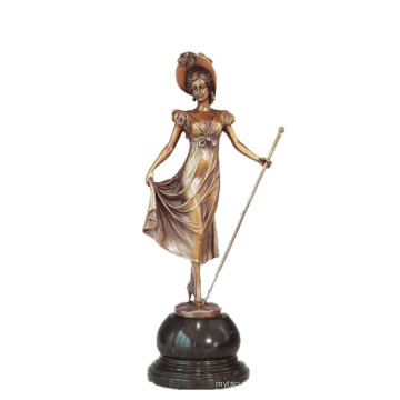 Weibliche Kunstsammlung Bronze Skulptur Zepter Lady Decor Messing Statue TPE-691